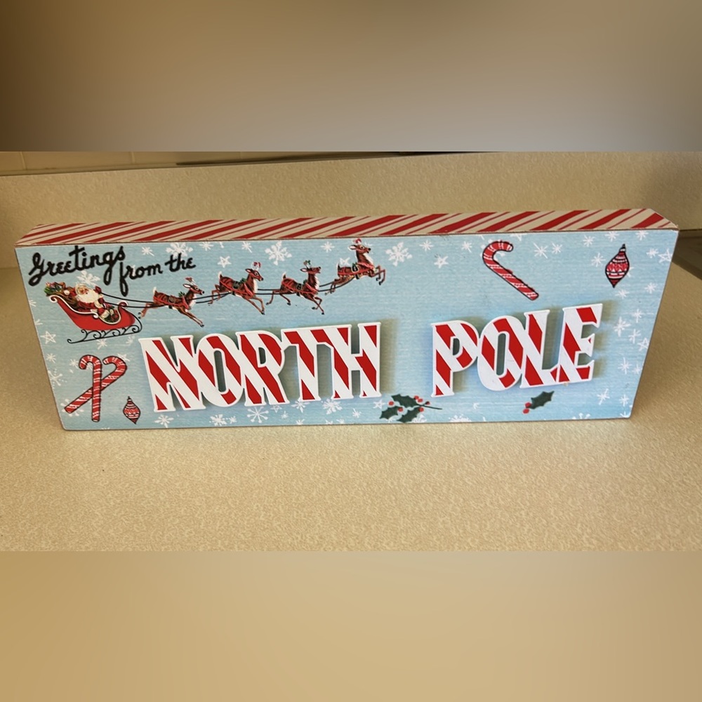 Vintage Christmas wooden sign